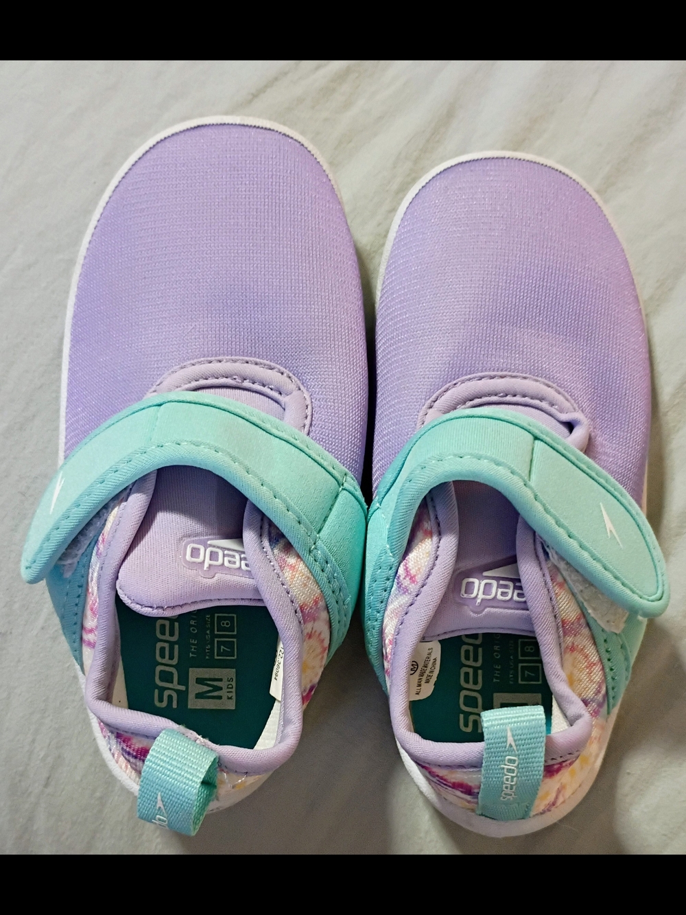 Speedo Kids Lilac and Aqua Water Shoes with Hook-and-Loop Strap